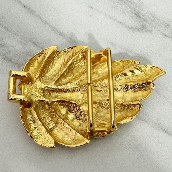 Mimi Di N Vintage 1991 Gold Tone Leaf Belt Buckle Piece - Picture 2 of 12